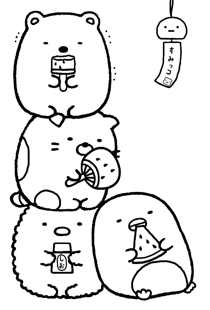 Çocuklar İçin Sumikko Gurashi Boyama Sayfaları 