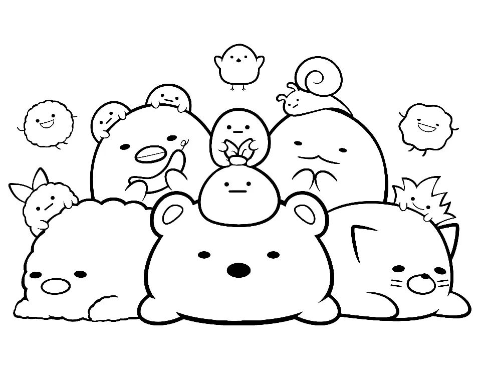 Çocuklar İçin Sumikko Gurashi Boyama Sayfaları 