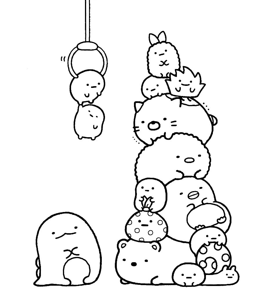 Çocuklar İçin Sumikko Gurashi Boyama Sayfaları 