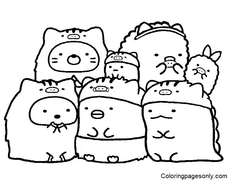 Çocuklar İçin Sumikko Gurashi Boyama Sayfaları 