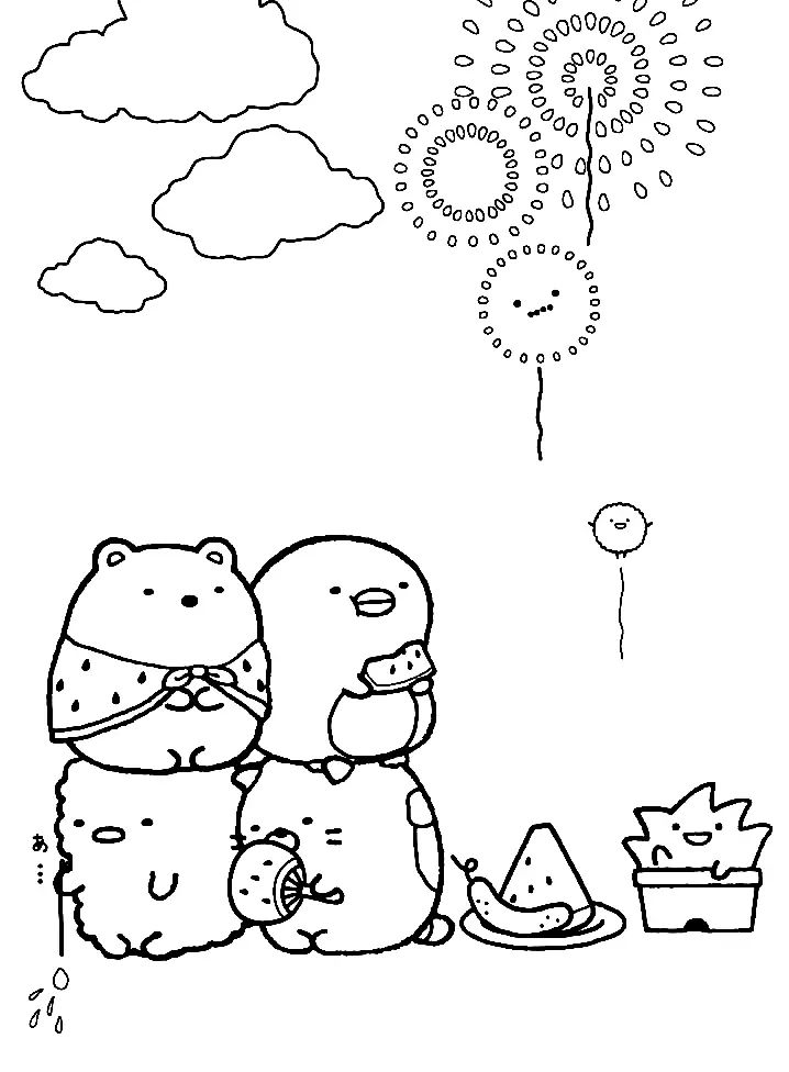 Çocuklar İçin Sumikko Gurashi Boyama Sayfaları 