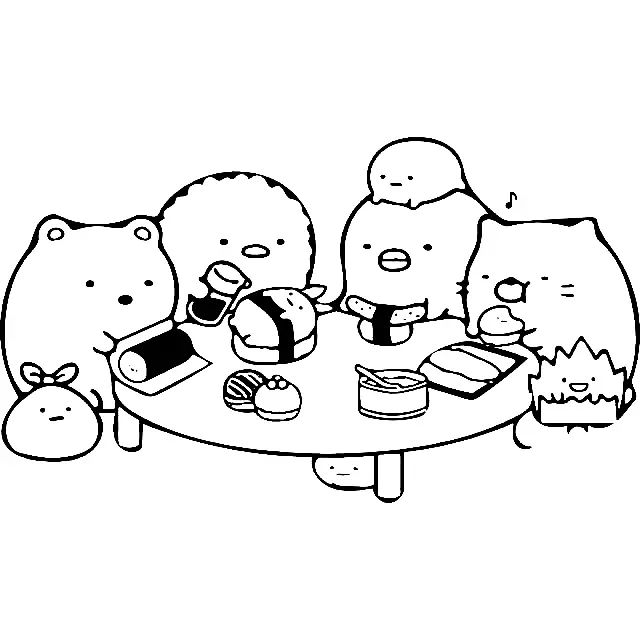 Çocuklar İçin Sumikko Gurashi Boyama Sayfaları 
