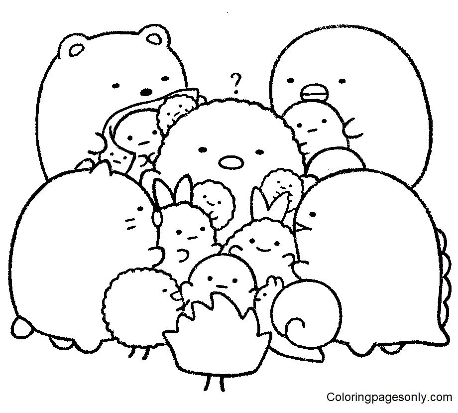 Çocuklar İçin Sumikko Gurashi Boyama Sayfaları 