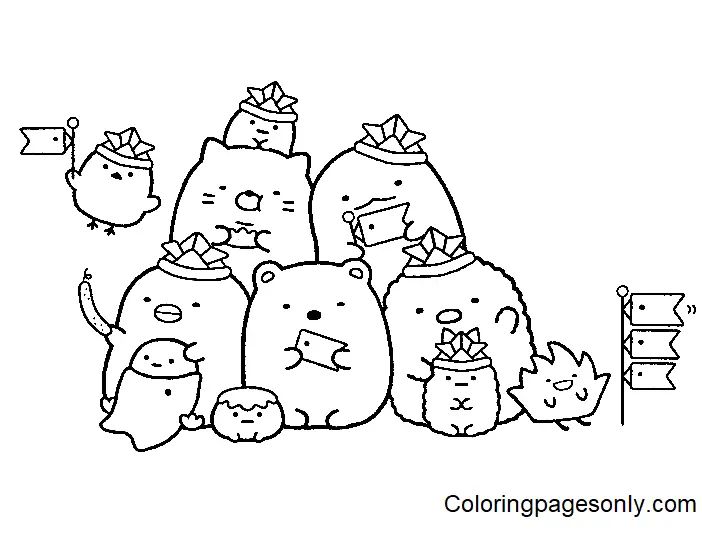 Çocuklar İçin Sumikko Gurashi Boyama Sayfaları 