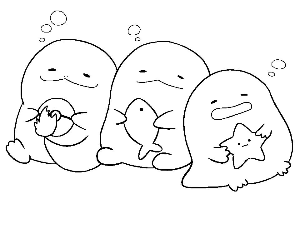Çocuklar İçin Sumikko Gurashi Boyama Sayfaları 