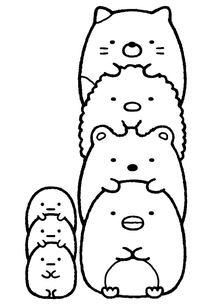 Çocuklar İçin Sumikko Gurashi Boyama Sayfaları 