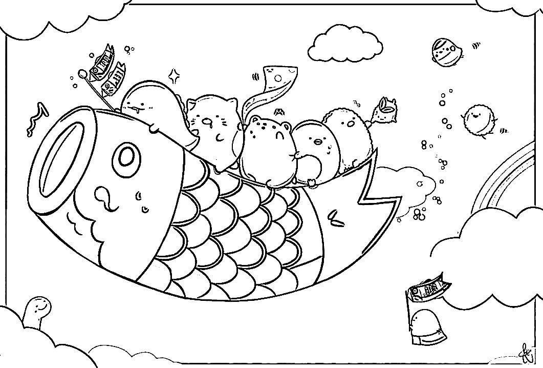 Çocuklar İçin Sumikko Gurashi Boyama Sayfaları 