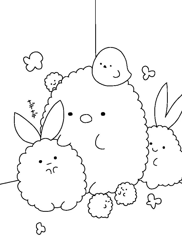 Çocuklar İçin Sumikko Gurashi Boyama Sayfaları 
