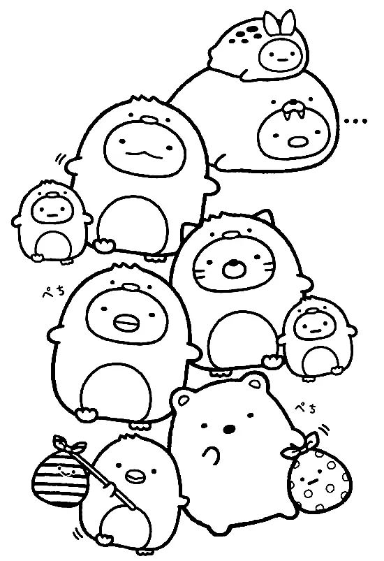 Çocuklar İçin Sumikko Gurashi Boyama Sayfaları 
