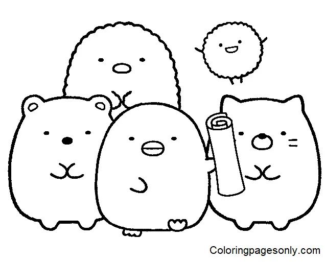 Çocuklar İçin Sumikko Gurashi Boyama Sayfaları 