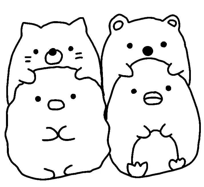 Çocuklar İçin Sumikko Gurashi Boyama Sayfaları 