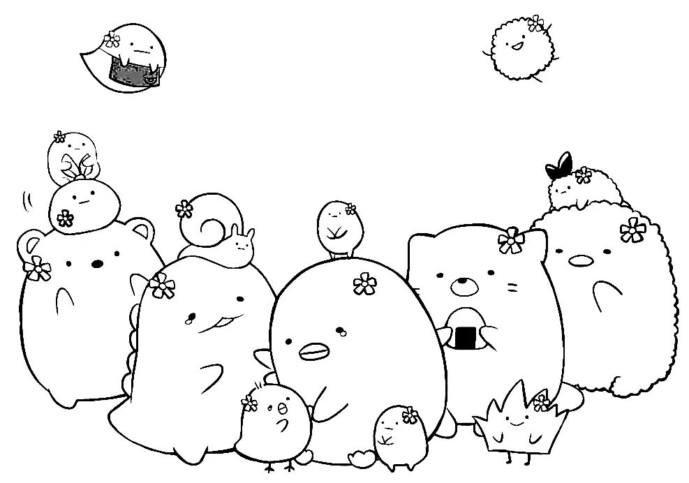 Çocuklar İçin Sumikko Gurashi Boyama Sayfaları 