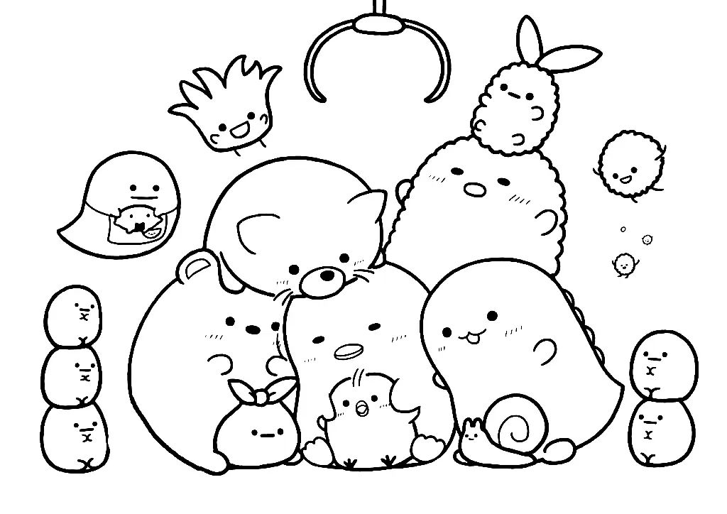 Çocuklar İçin Sumikko Gurashi Boyama Sayfaları 