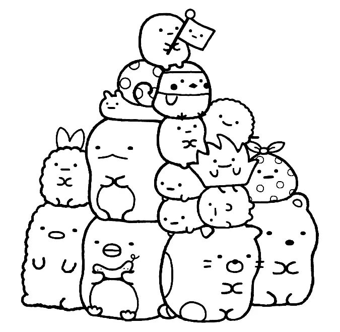 Çocuklar İçin Sumikko Gurashi Boyama Sayfaları 