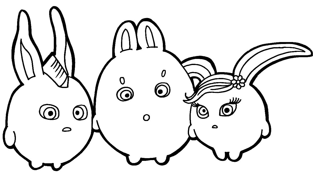 Çocuklar İçin Sunny Bunnies Boyama Sayfaları 