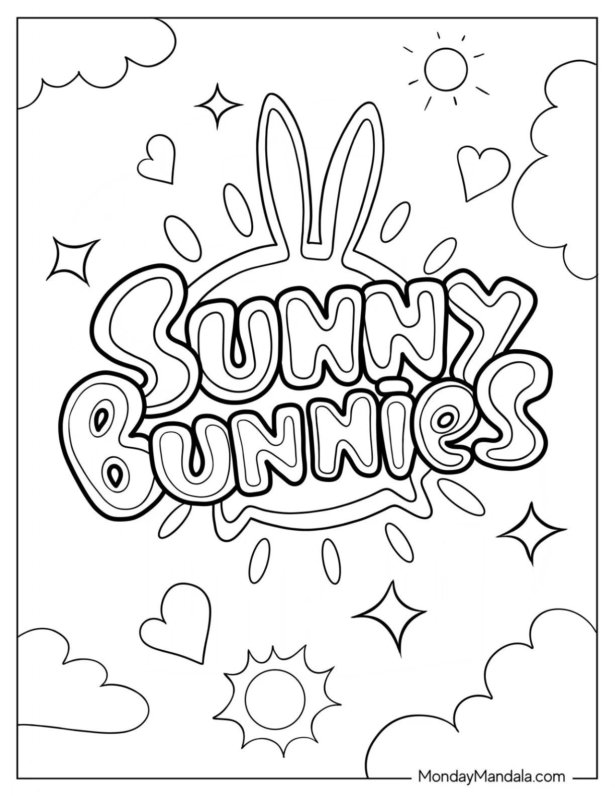 Çocuklar İçin Sunny Bunnies Boyama Sayfaları 