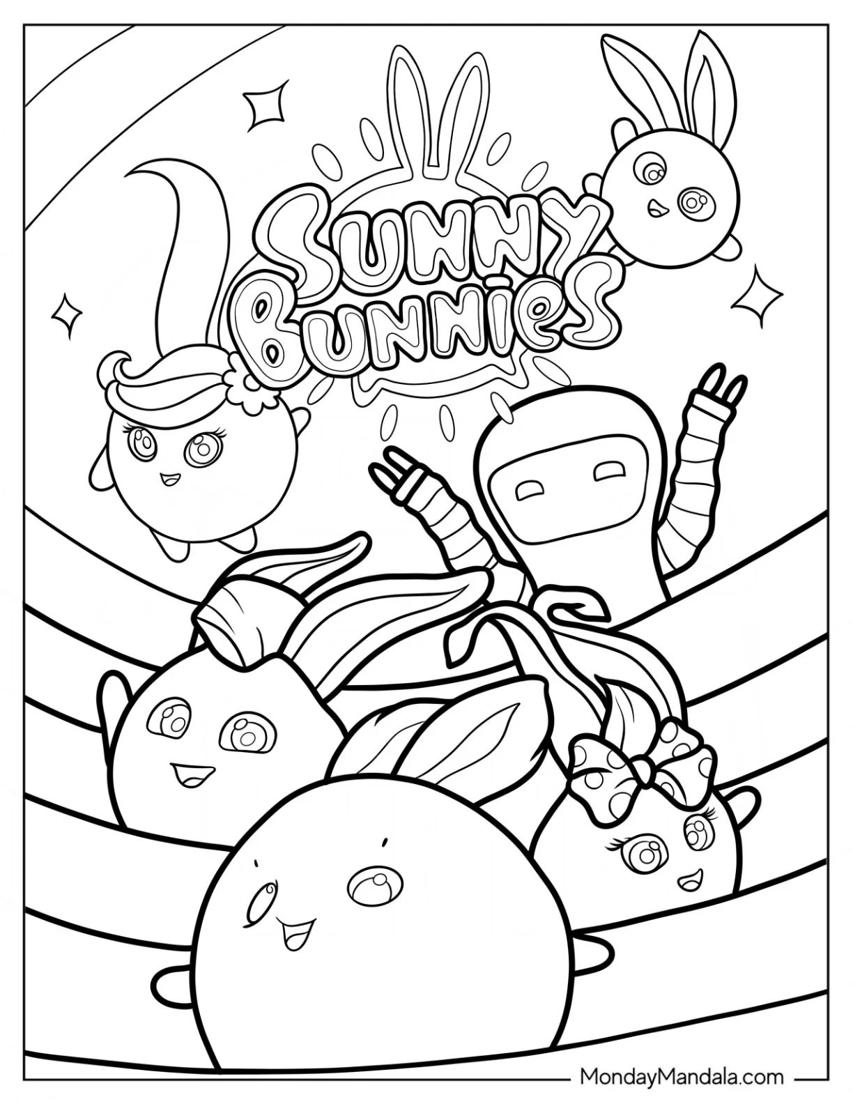 Çocuklar İçin Sunny Bunnies Boyama Sayfaları 