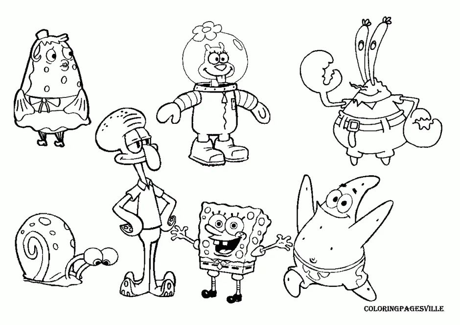 Çocuklar İçin Sunger Bob Boyama Sayfaları 