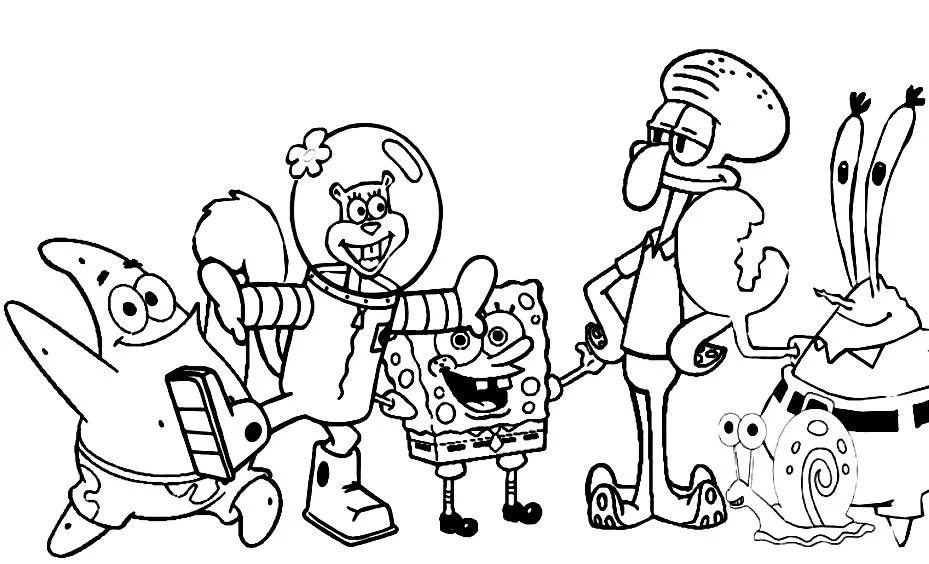 Çocuklar İçin Sunger Bob Boyama Sayfaları 