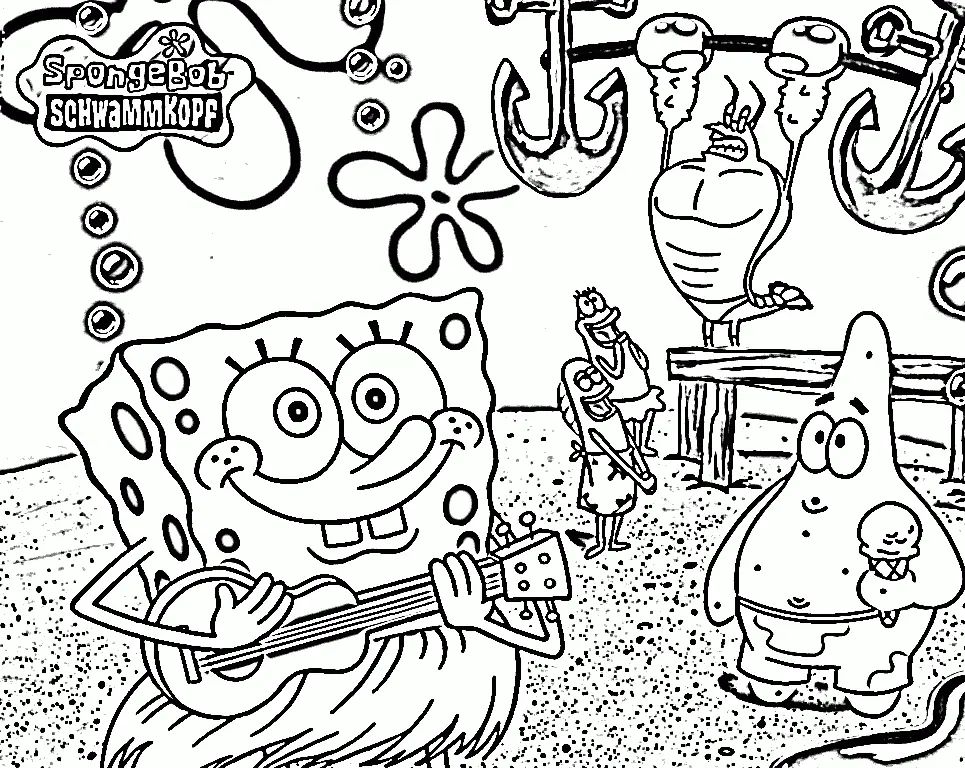 Çocuklar İçin Sunger Bob Boyama Sayfaları 
