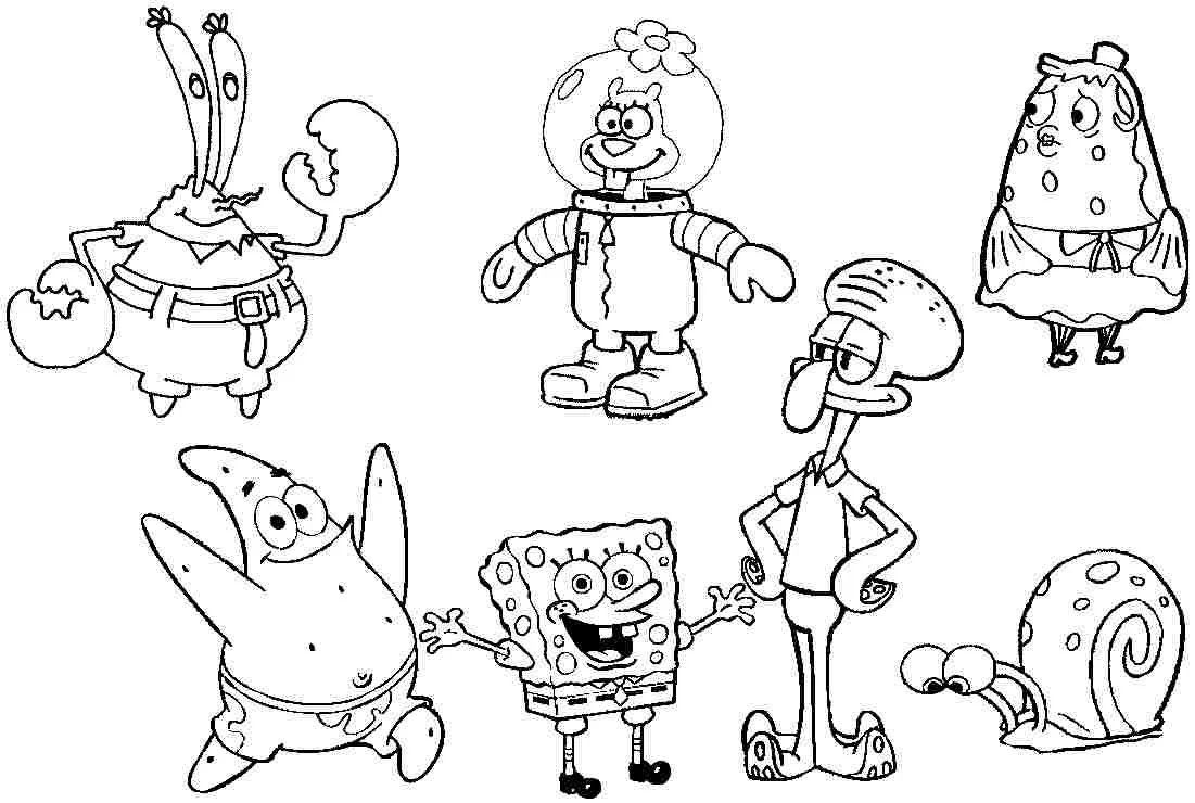 Çocuklar İçin Sunger Bob Boyama Sayfaları 