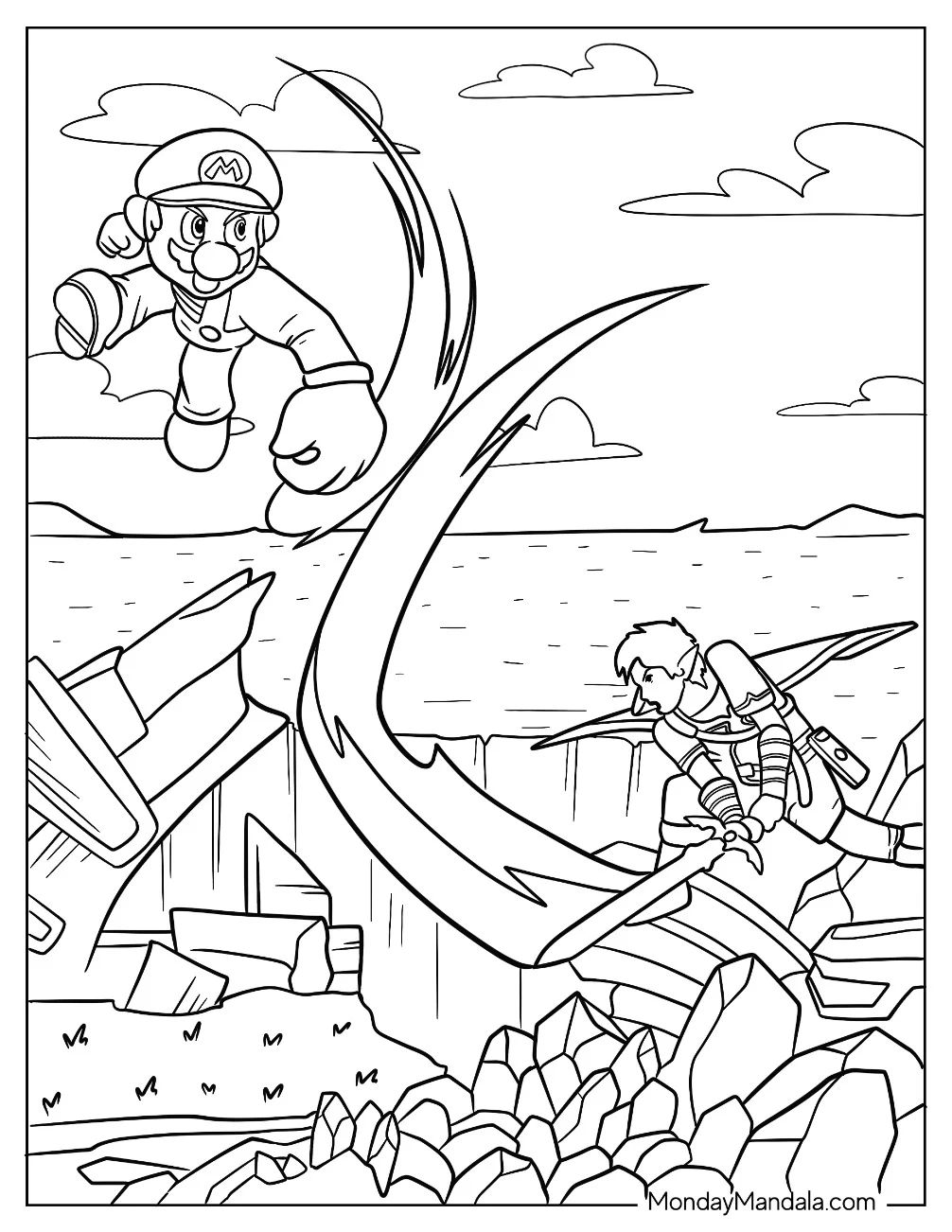 Çocuklar İçin Super Smash Bros Boyama Sayfaları 