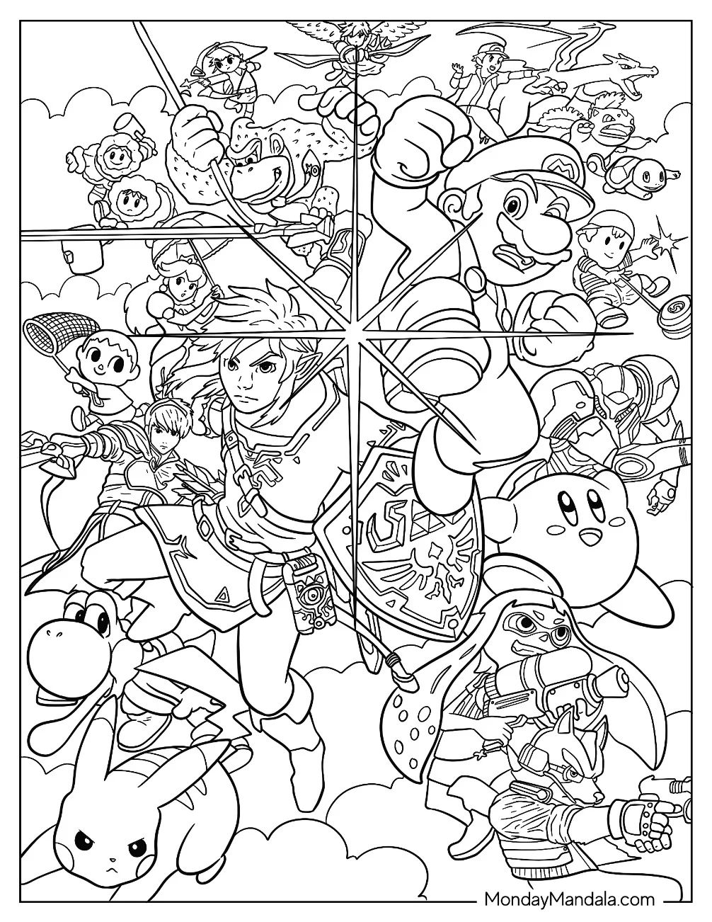 Çocuklar İçin Super Smash Bros Boyama Sayfaları 
