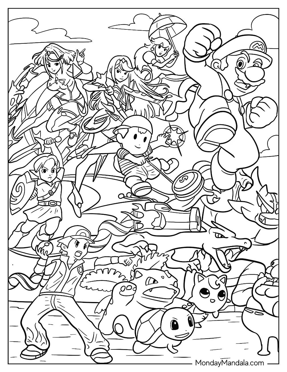Çocuklar İçin Super Smash Bros Boyama Sayfaları 