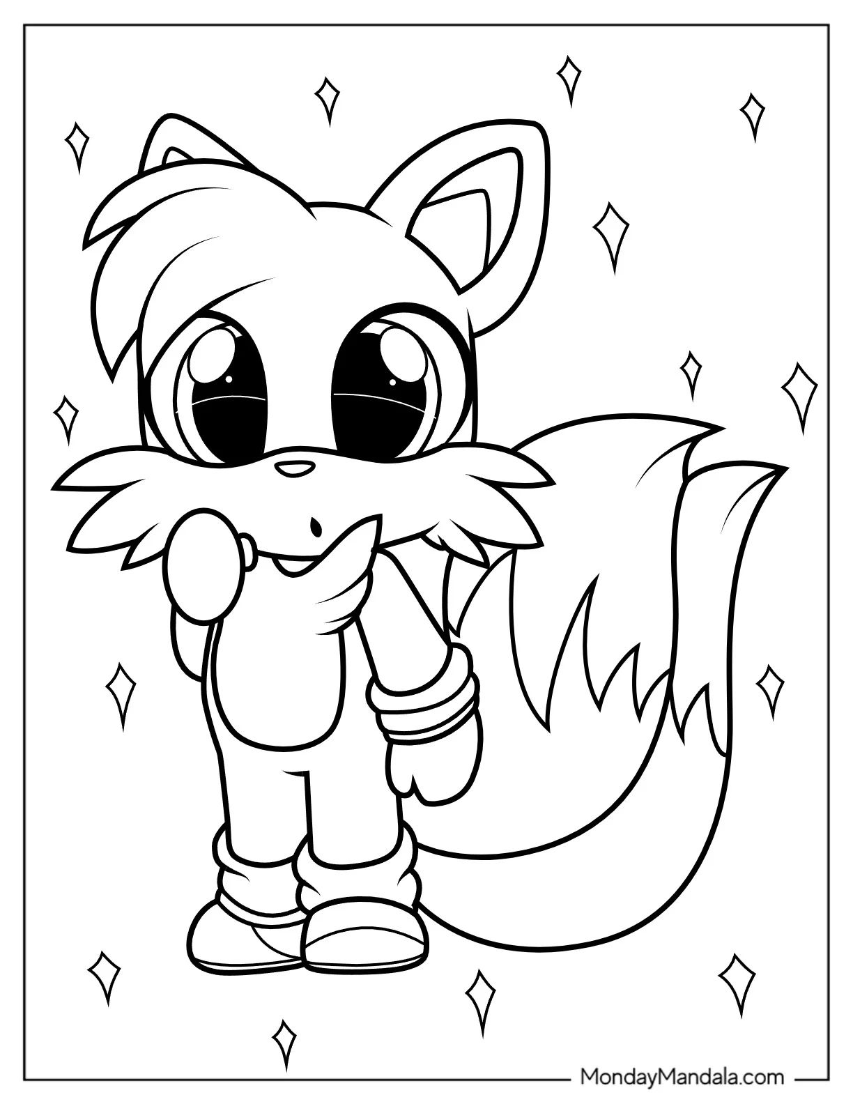Çocuklar İçin Tails Boyama Sayfaları 