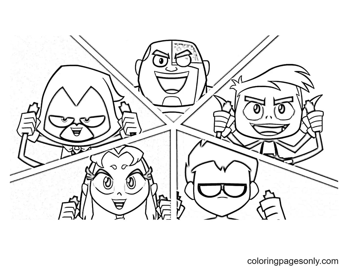 Çocuklar İçin Teen Titans Go Boyama Sayfaları 