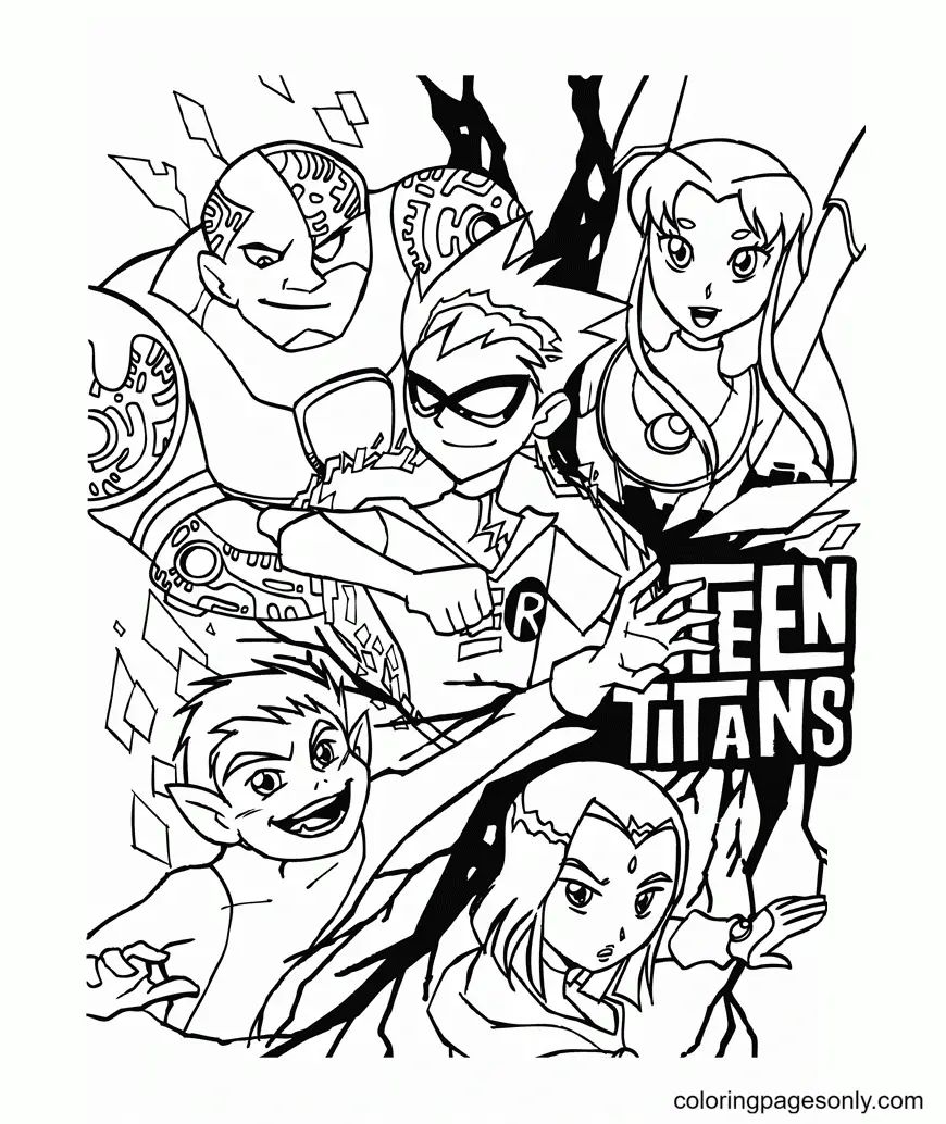 Çocuklar İçin Teen Titans Go Boyama Sayfaları 
