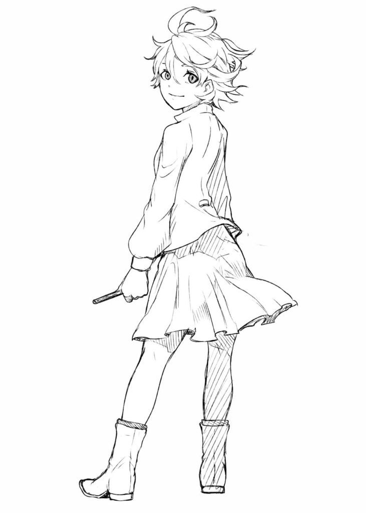 Çocuklar İçin The Promised Neverland Boyama Sayfaları 