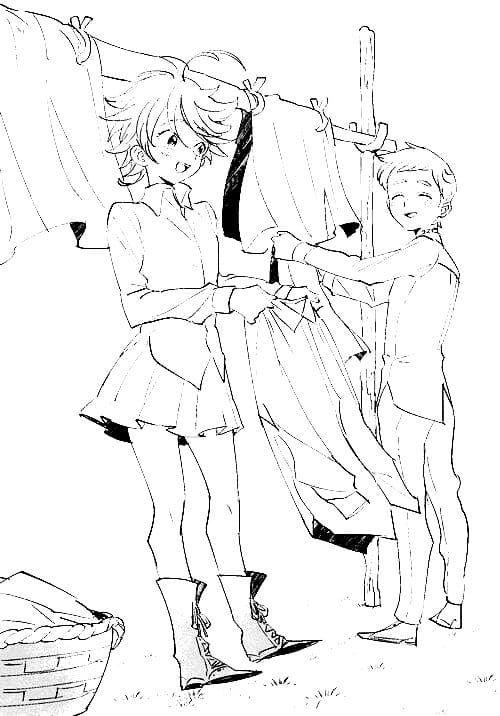 Çocuklar İçin The Promised Neverland Boyama Sayfaları 