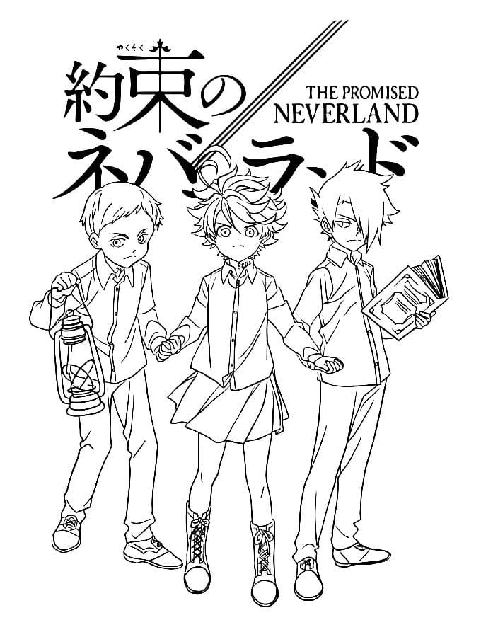 Çocuklar İçin The Promised Neverland Boyama Sayfaları 