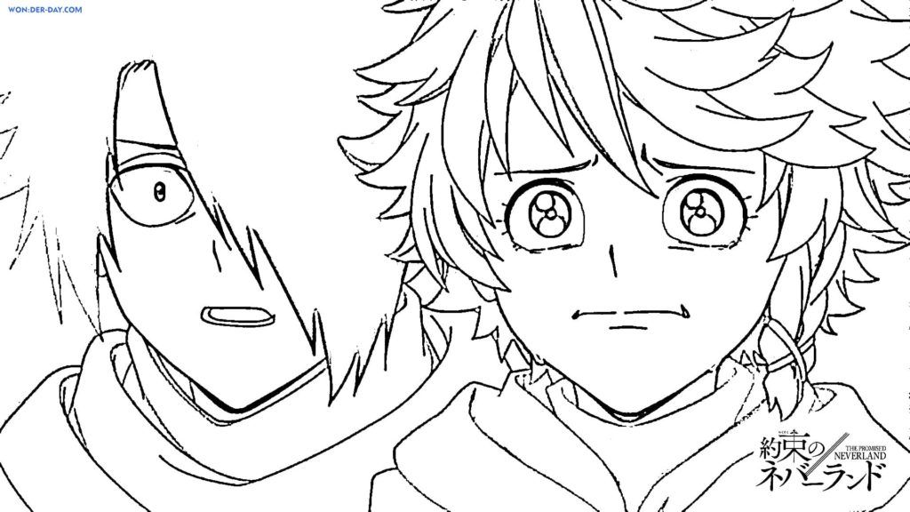 Çocuklar İçin The Promised Neverland Boyama Sayfaları 
