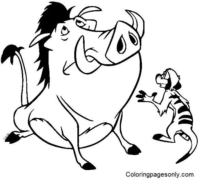 Çocuklar İçin Timon ve Pumbaa Boyama Sayfaları 