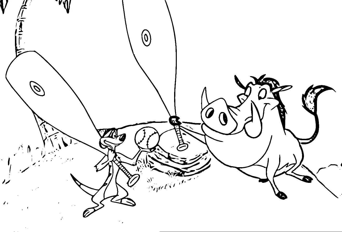 Çocuklar İçin Timon ve Pumbaa Boyama Sayfaları 