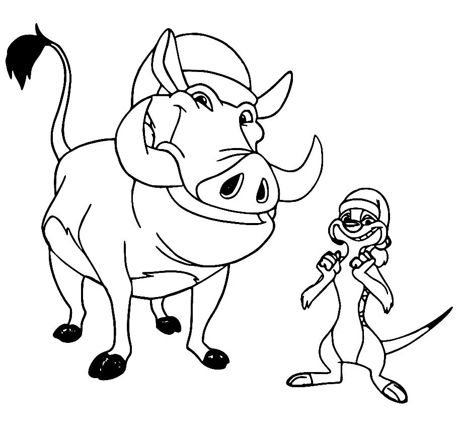 Çocuklar İçin Timon ve Pumbaa Boyama Sayfaları 