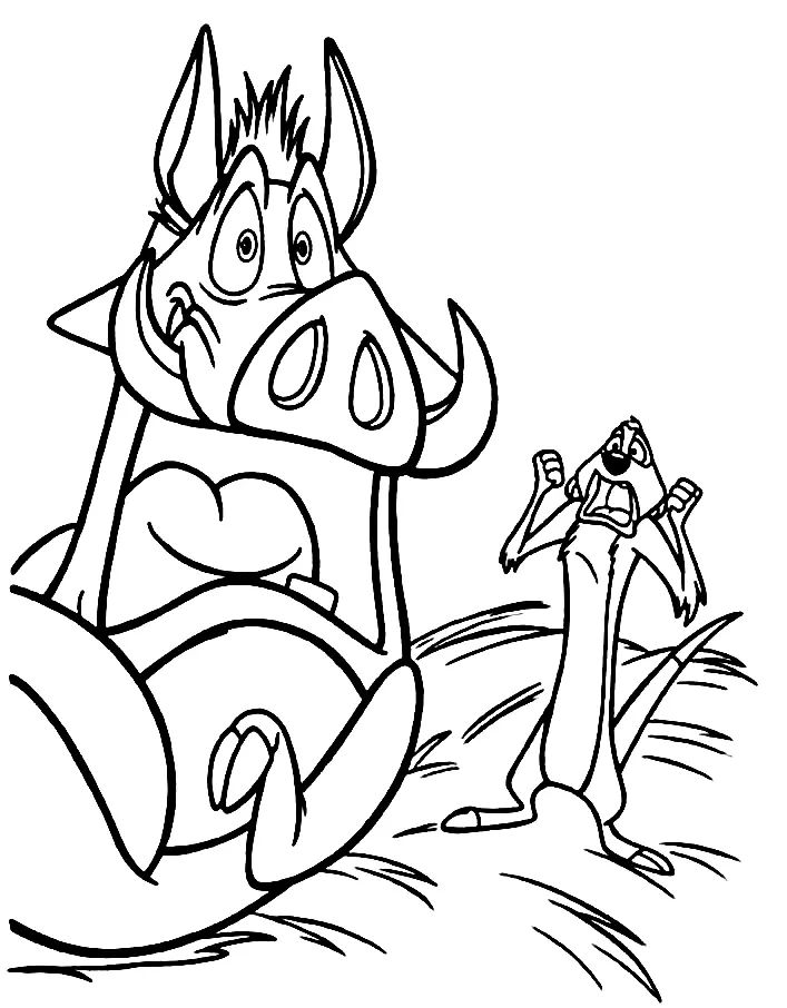Çocuklar İçin Timon ve Pumbaa Boyama Sayfaları 