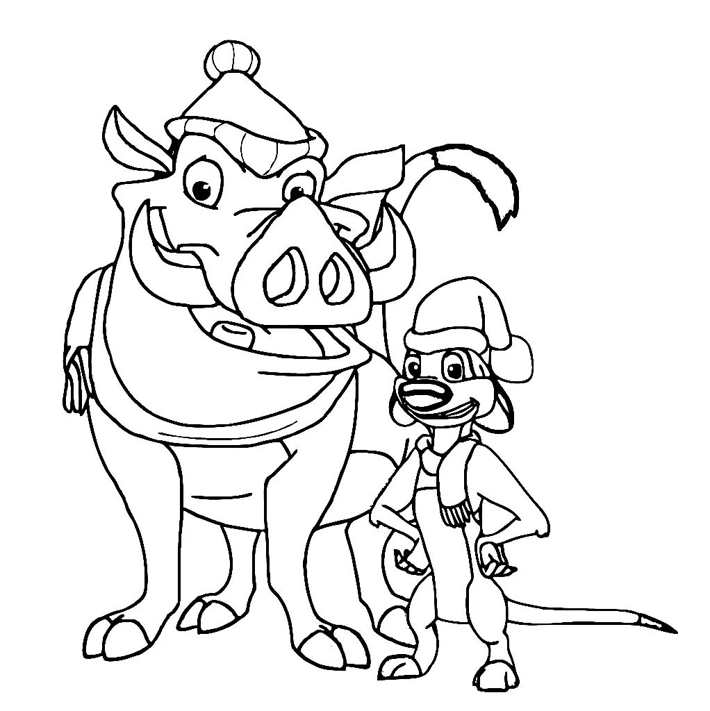 Çocuklar İçin Timon ve Pumbaa Boyama Sayfaları 