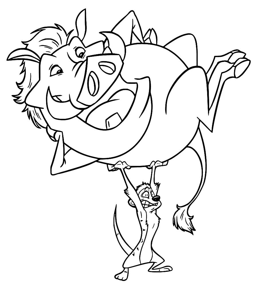Çocuklar İçin Timon ve Pumbaa Boyama Sayfaları 