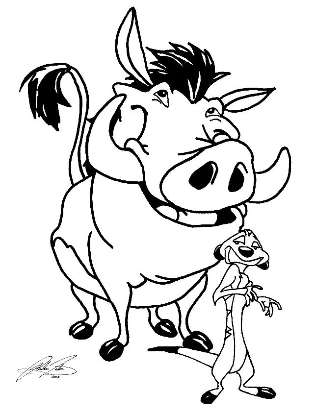 Çocuklar İçin Timon ve Pumbaa Boyama Sayfaları 