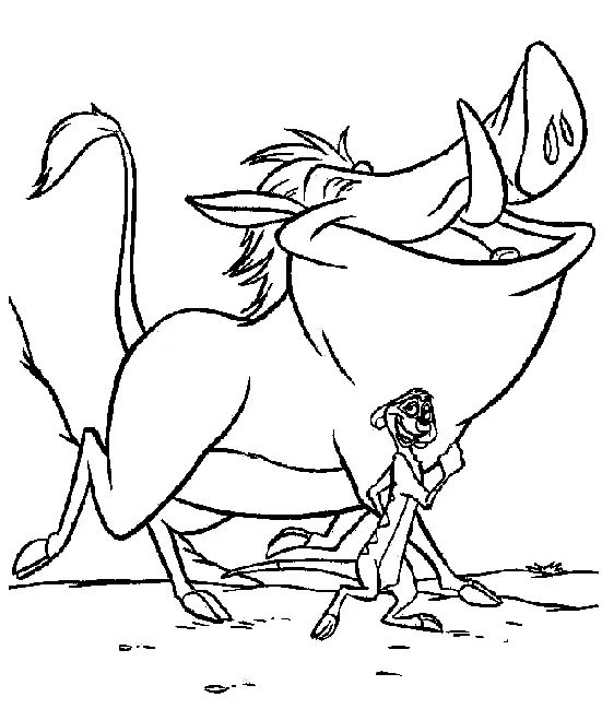 Çocuklar İçin Timon ve Pumbaa Boyama Sayfaları 
