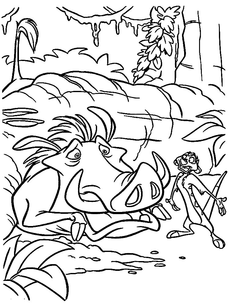 Çocuklar İçin Timon ve Pumbaa Boyama Sayfaları 