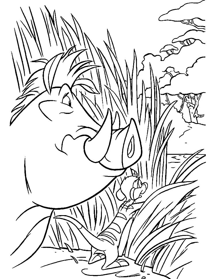 Çocuklar İçin Timon ve Pumbaa Boyama Sayfaları 