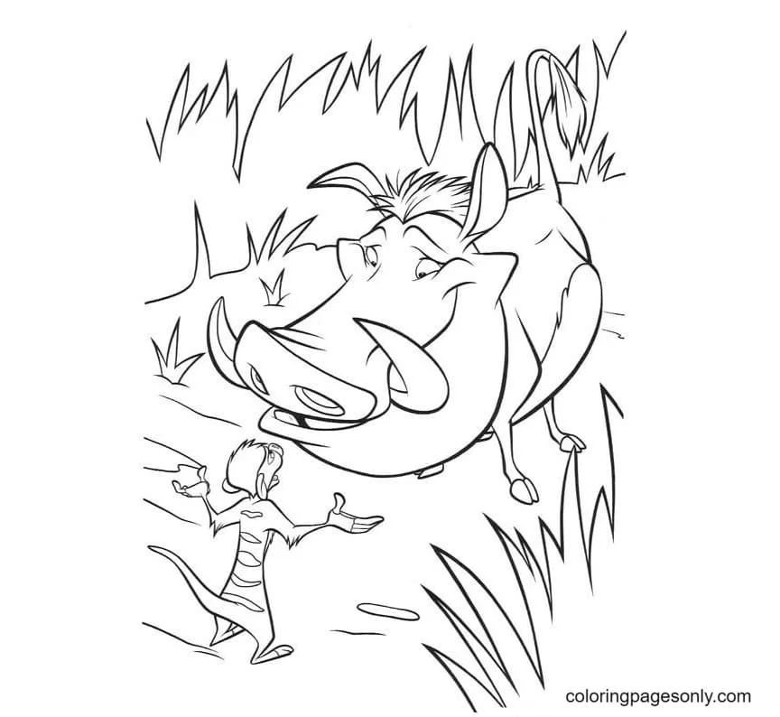 Çocuklar İçin Timon ve Pumbaa Boyama Sayfaları 