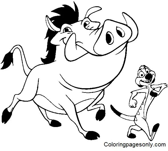 Çocuklar İçin Timon ve Pumbaa Boyama Sayfaları 