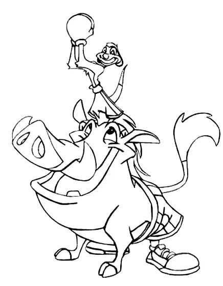 Çocuklar İçin Timon ve Pumbaa Boyama Sayfaları 