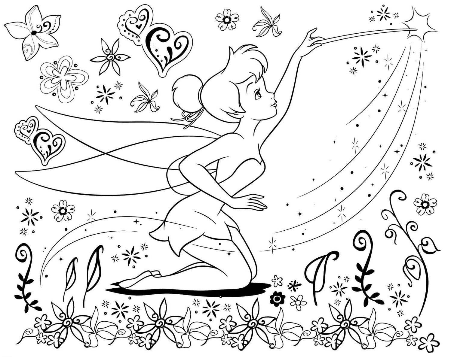 Çocuklar İçin Tinkerbell Boyama Sayfaları 
