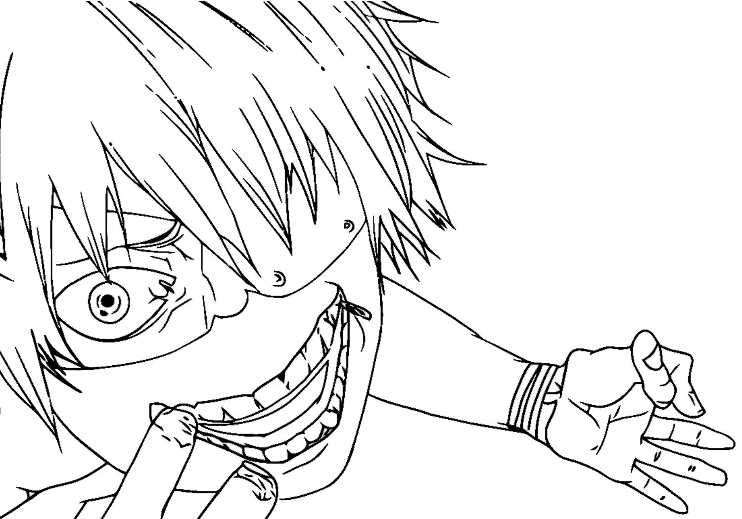 Çocuklar İçin Tokyo Ghoul Boyama Sayfaları 